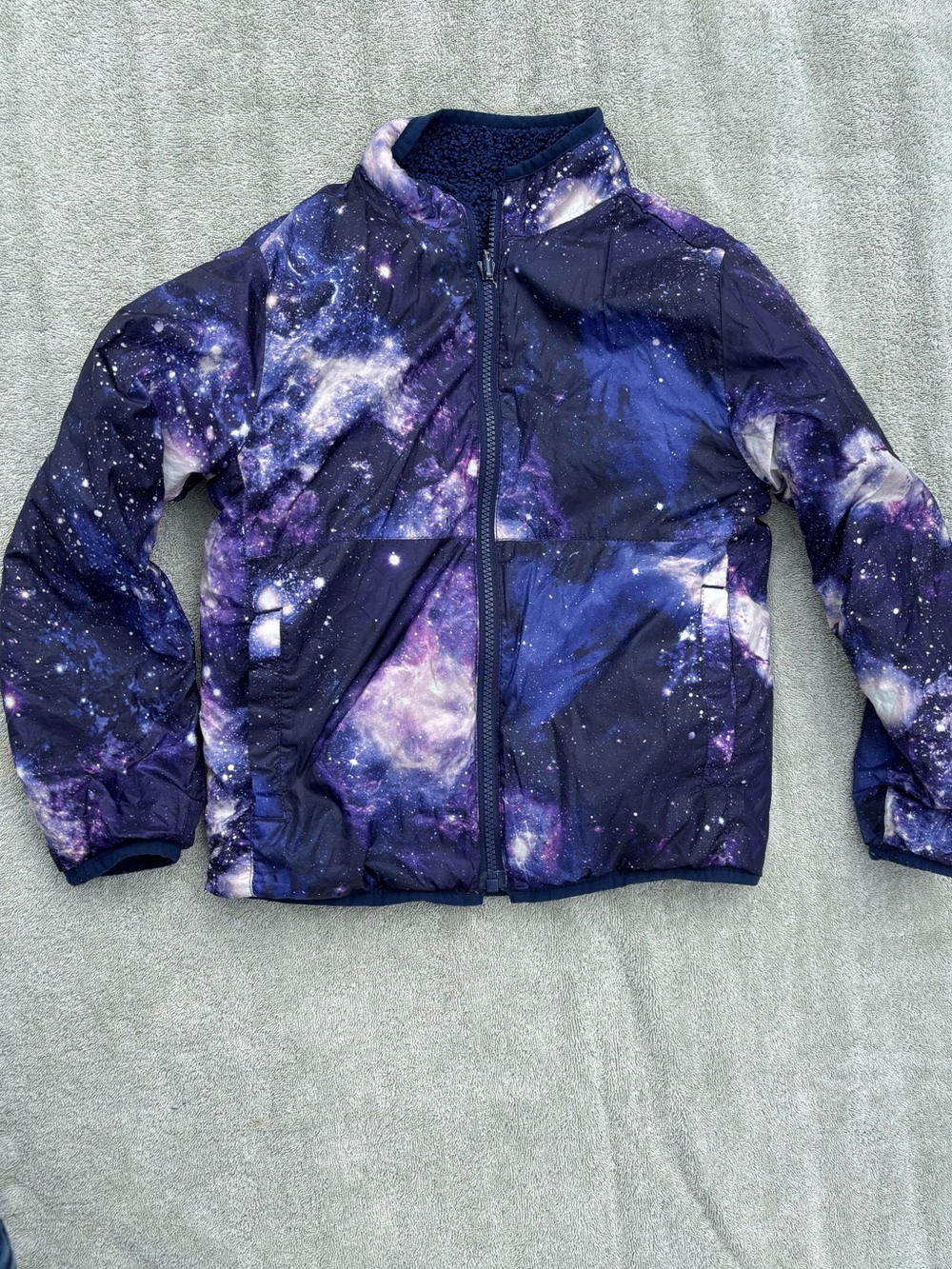 Lands' End Reversible Jacket - Galaxy Print and Sherpa Fleece